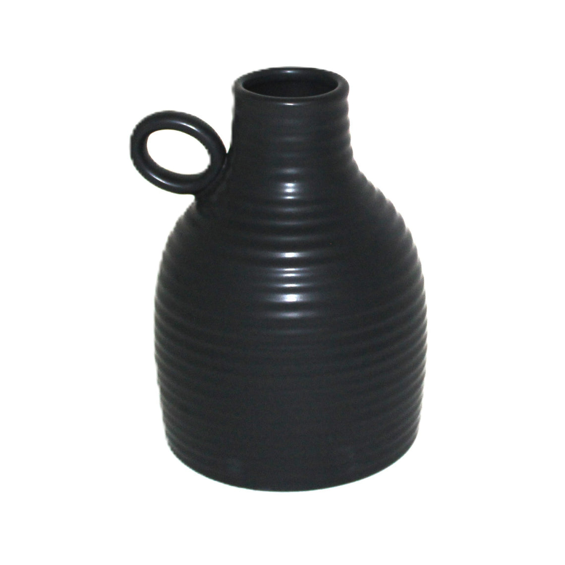 Ceramic Vase w/Handle - Black