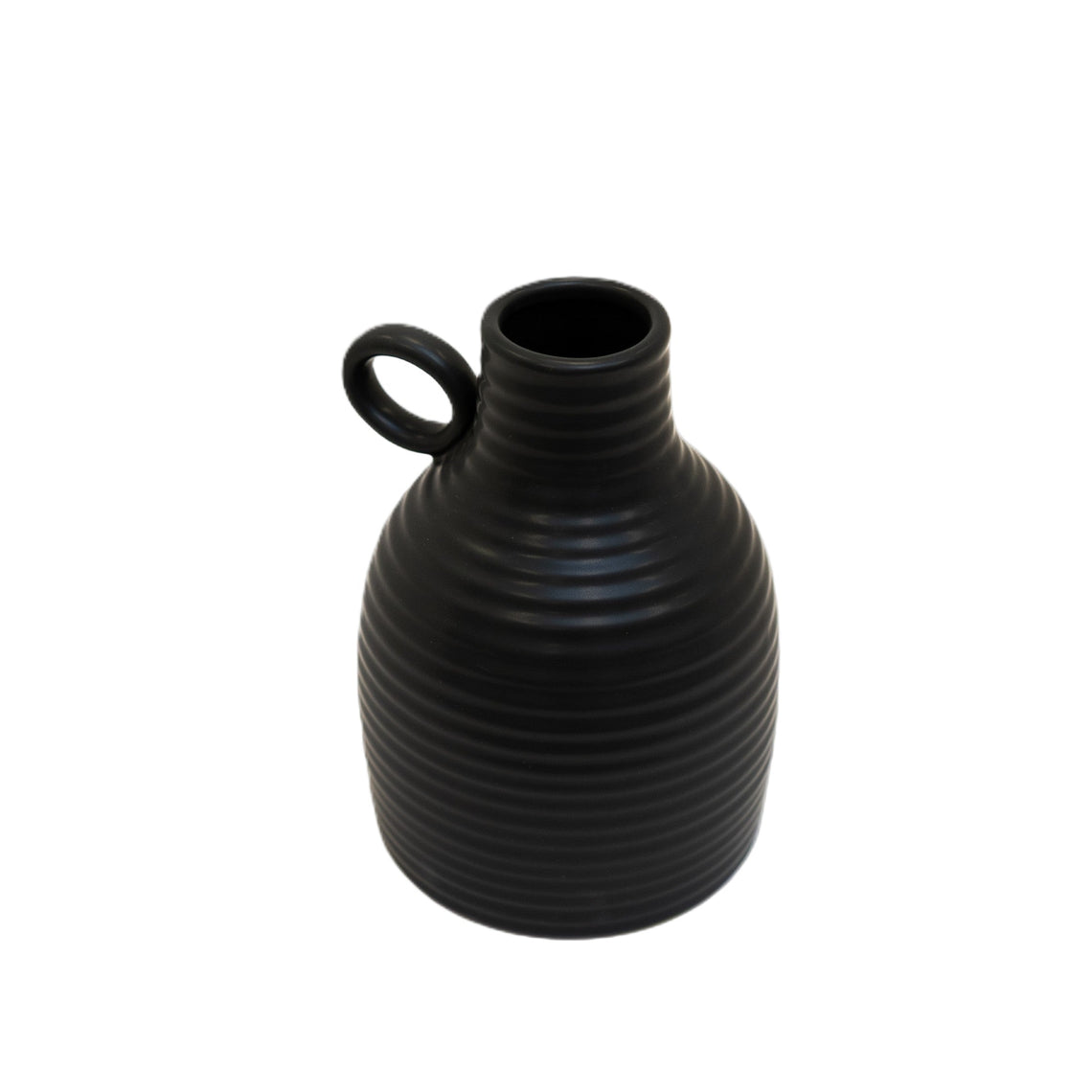 CM110 Ceramic Vase w/Handle - Black 24.5" x 18.25" x 16.75"