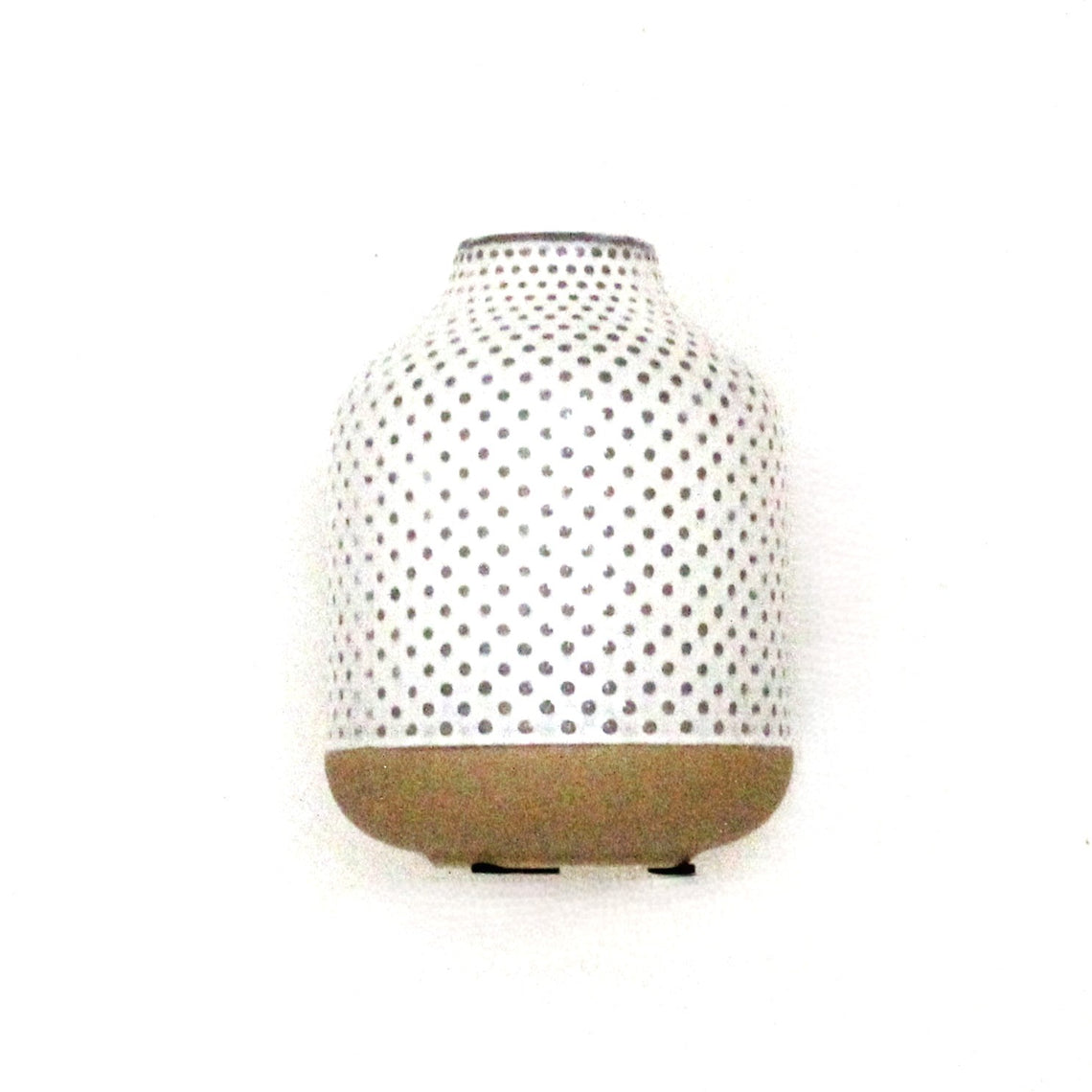 Ceramic Dotted Vase - White/Natural