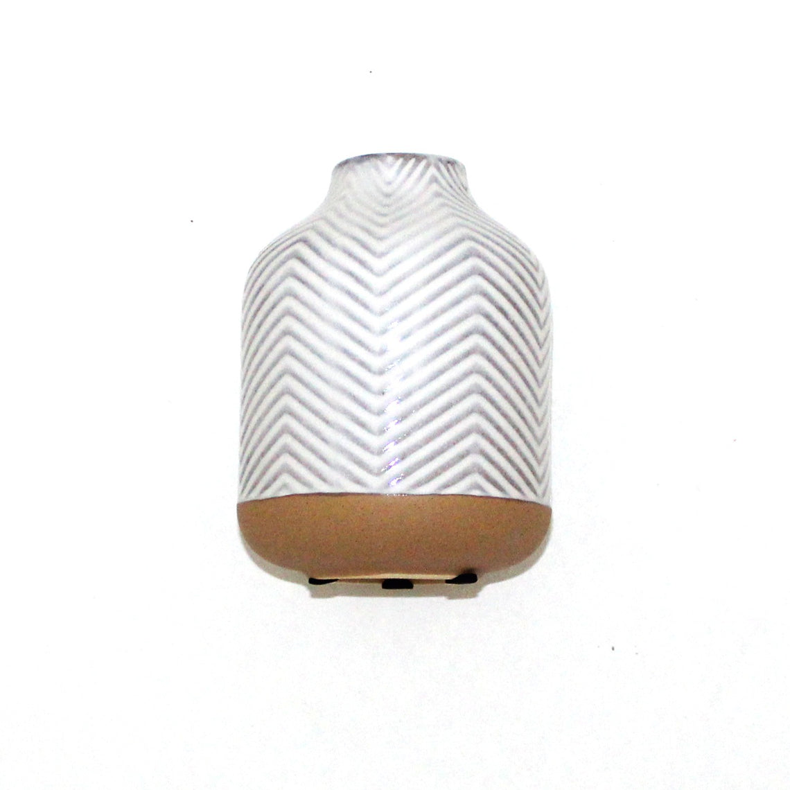 Ceramic Chevron Vase - White/Natural