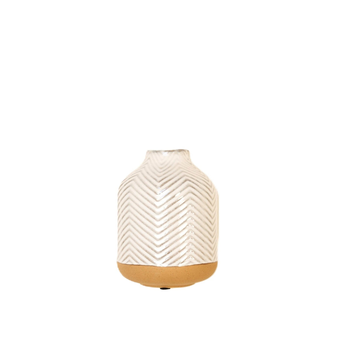 CM113 Ceramic Chevron Vase - White/Natural 17" x 12.75" x 16.25"