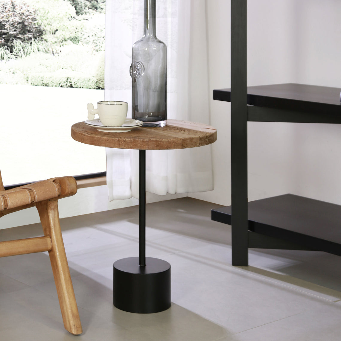 Wood/Metal Round Side Table