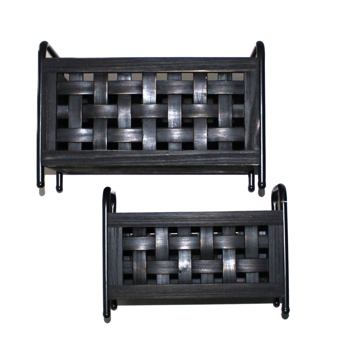 N128 Rectangle Woven Baskets - Black (Set of 2) 15" x 10.25" x 10.25" & 12.75" 7.75" x 9"