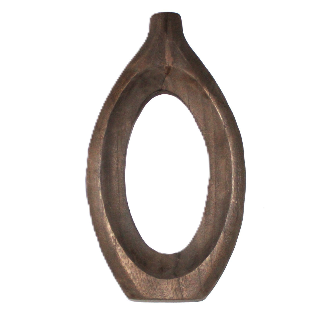 N142 Wood Oval Vase - Brown 19" x 11.25" x 19"