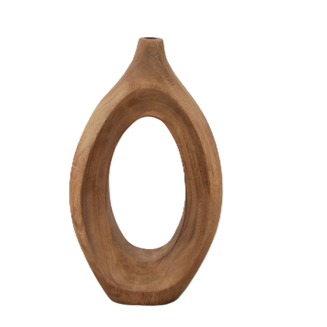 Wooden Oval Vase - Brown