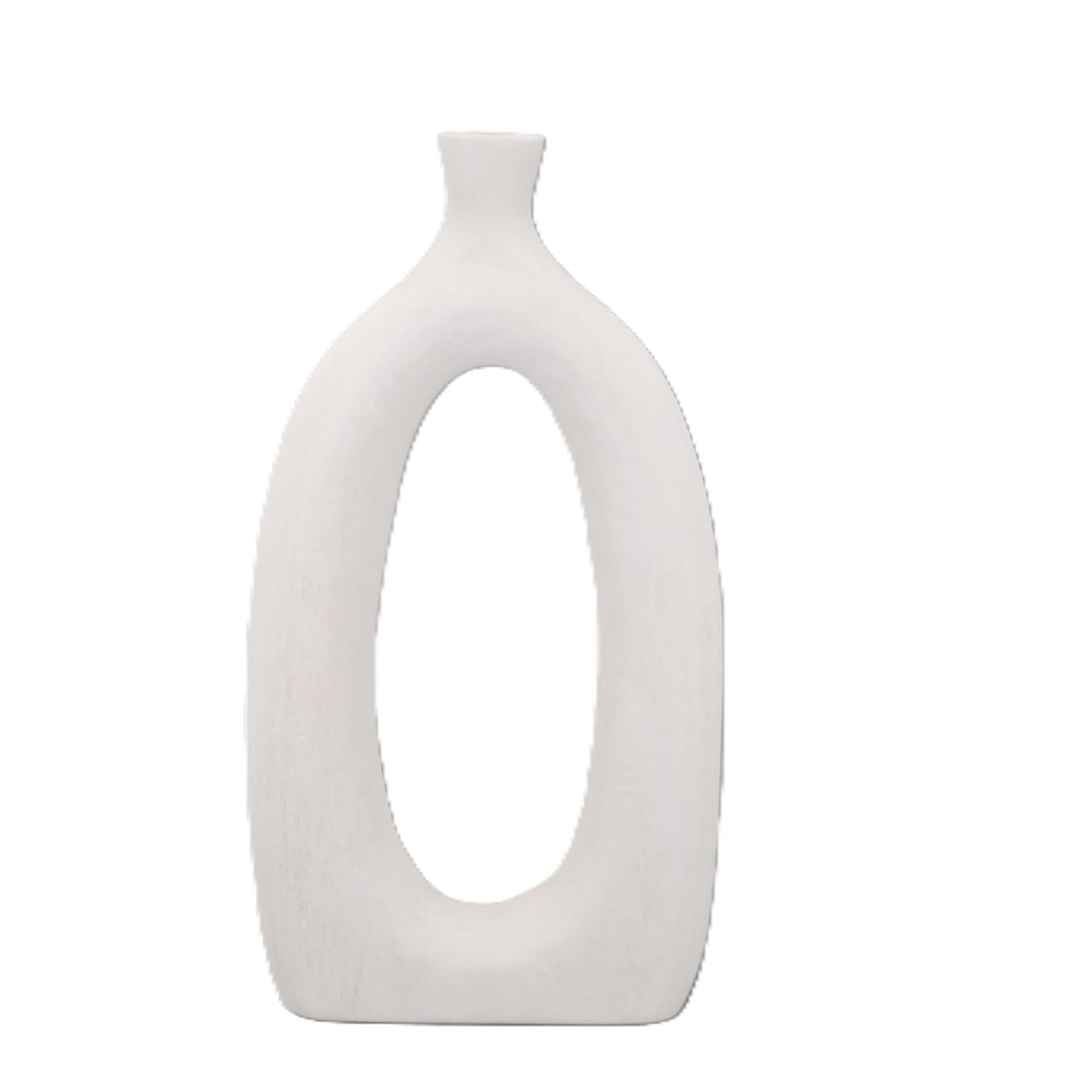 Wooden Vase - White