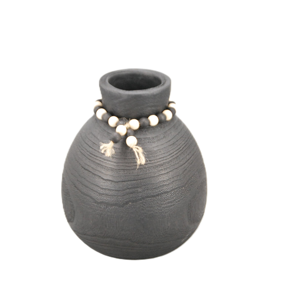 Wooden Vase w/Beads