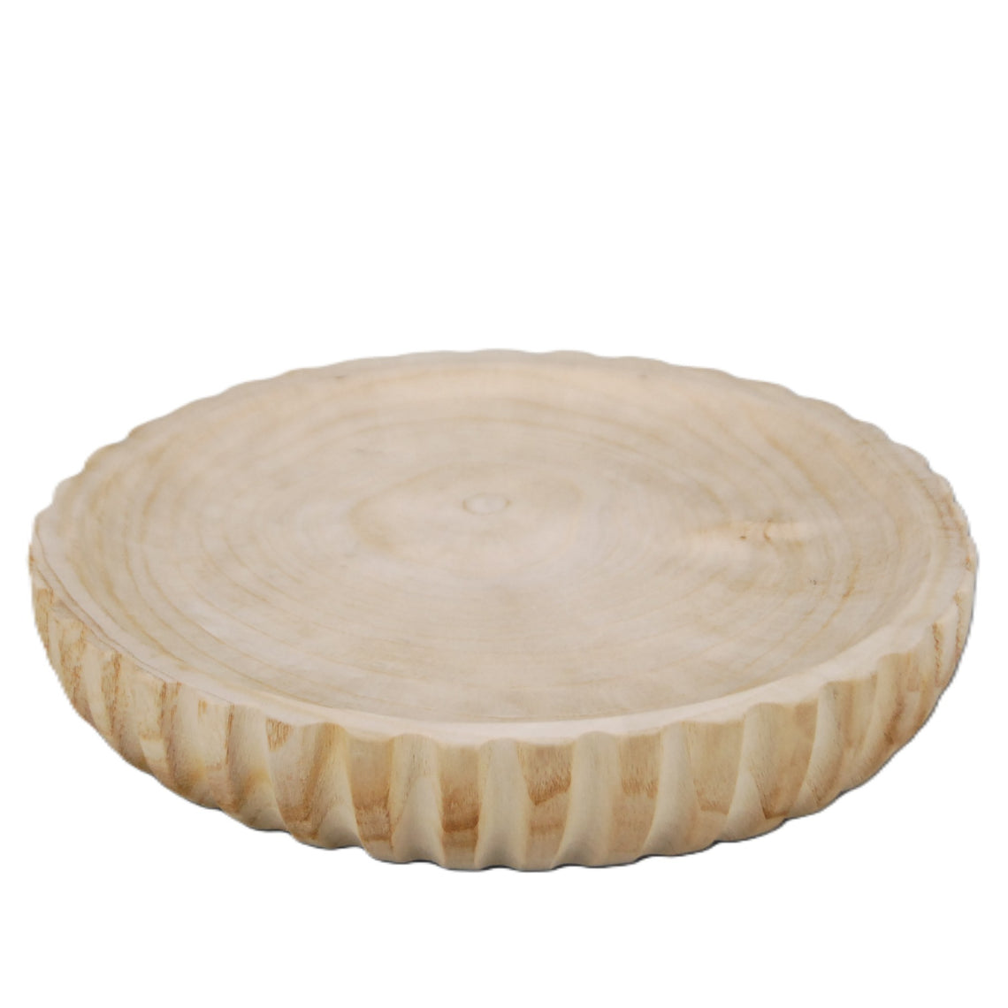 Wooden Ribbed Bowl - Natural