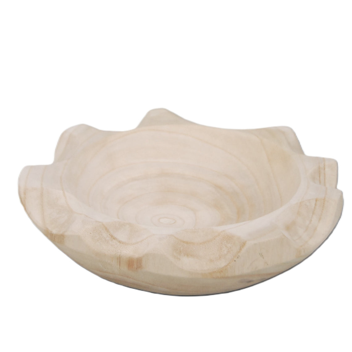 Wooden Scalloped Bowl - Antique White