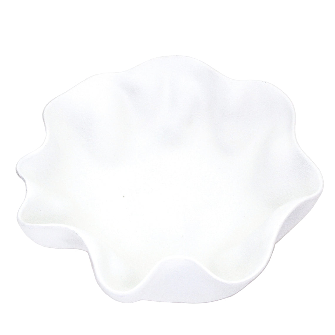 Poly Resin Wavy Bowl - White