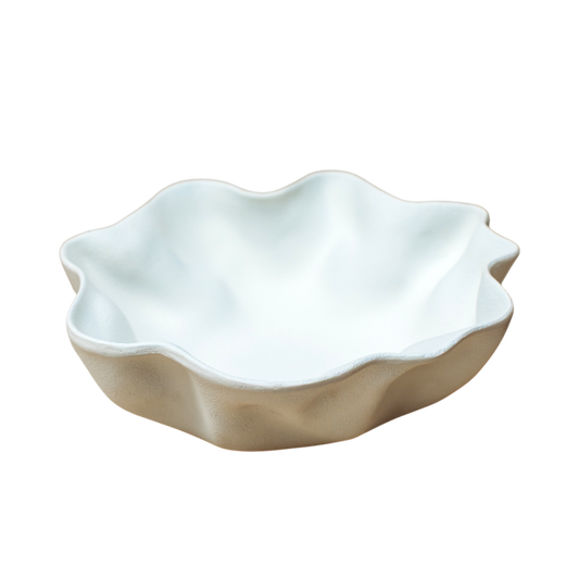 PR102 Polyresin Wavy Bowl - White 6" x 5.75" x 2" PK 2