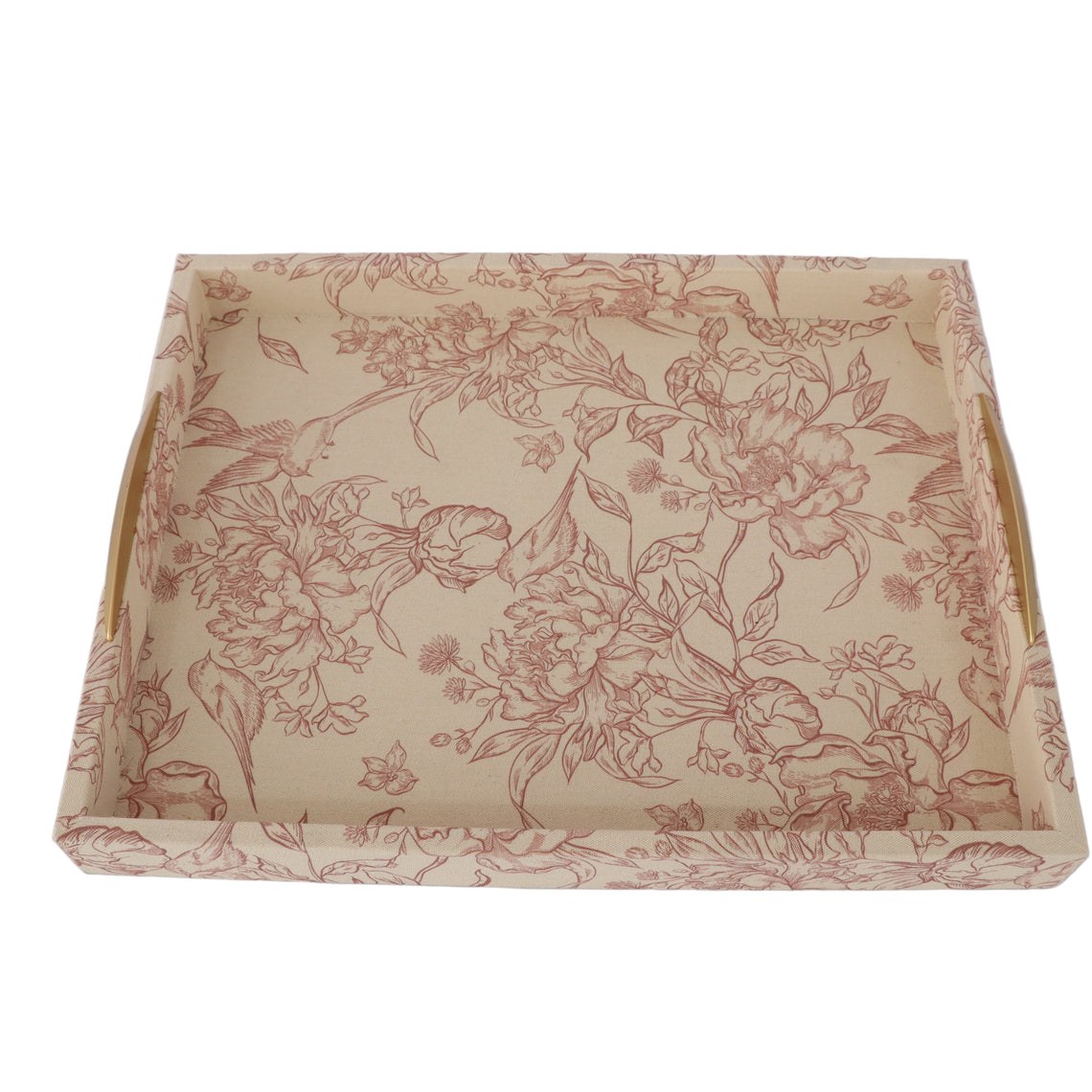 Fabric Wrapped Tray - Cream/Red