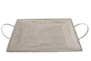 Wood Tray w/Handles- White Wash