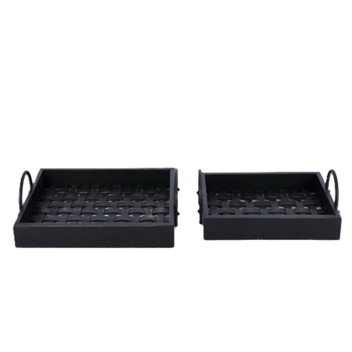 Wooden Tray - Black Set of 2
