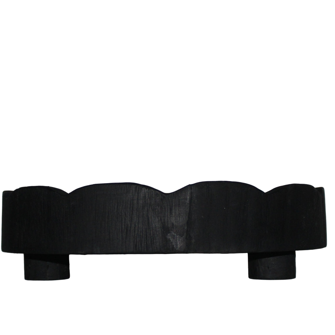 T128 Wood Scallop Tray w/Legs - Black 20" x 13.25" x 13.25"
