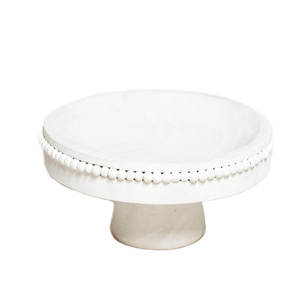 T130 Wood Beaded Pedestal Tray - White 22" x 13.25" x 19.75"