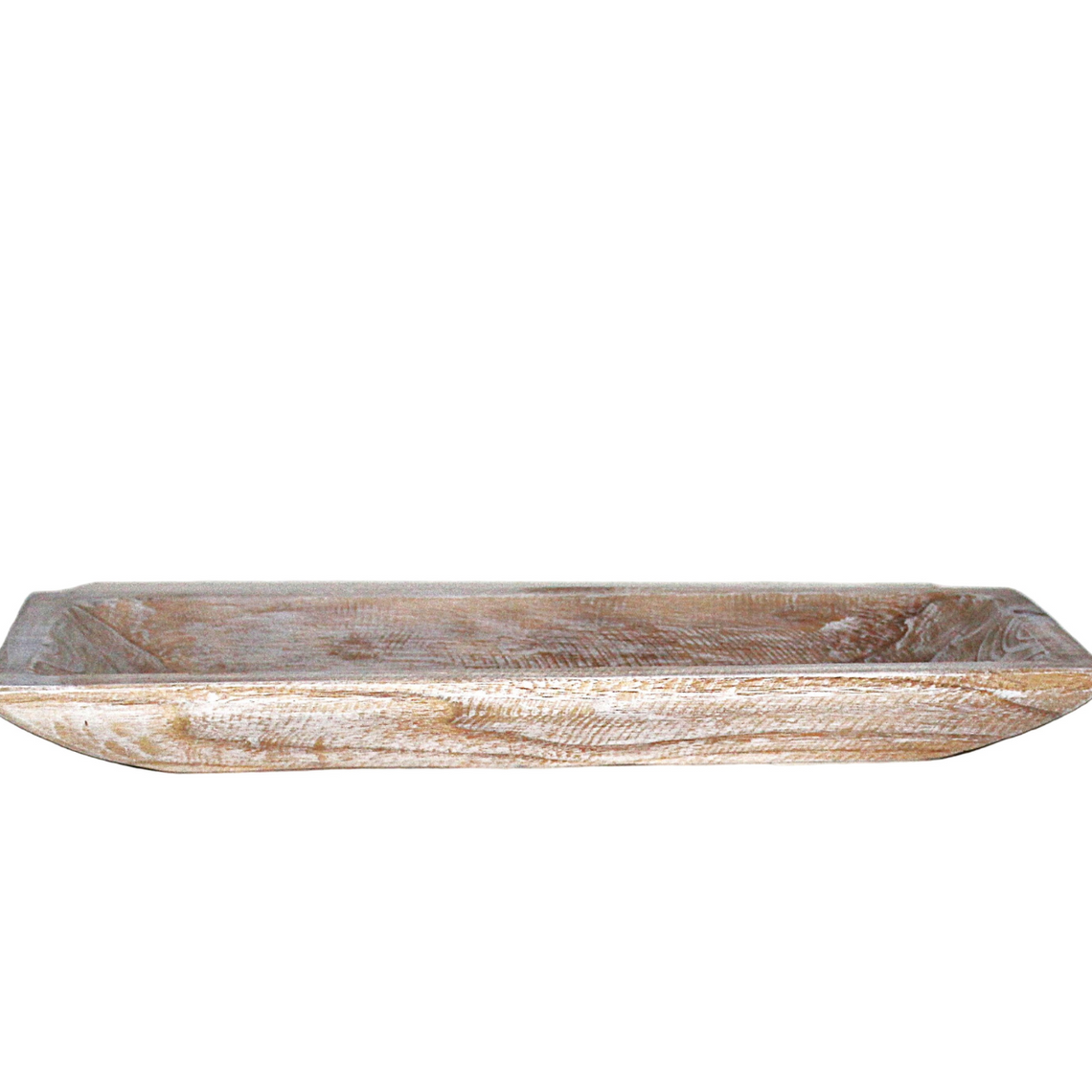 N175 Wood Dough Bowl - Antique White 19" x 8.25" x 21.5"