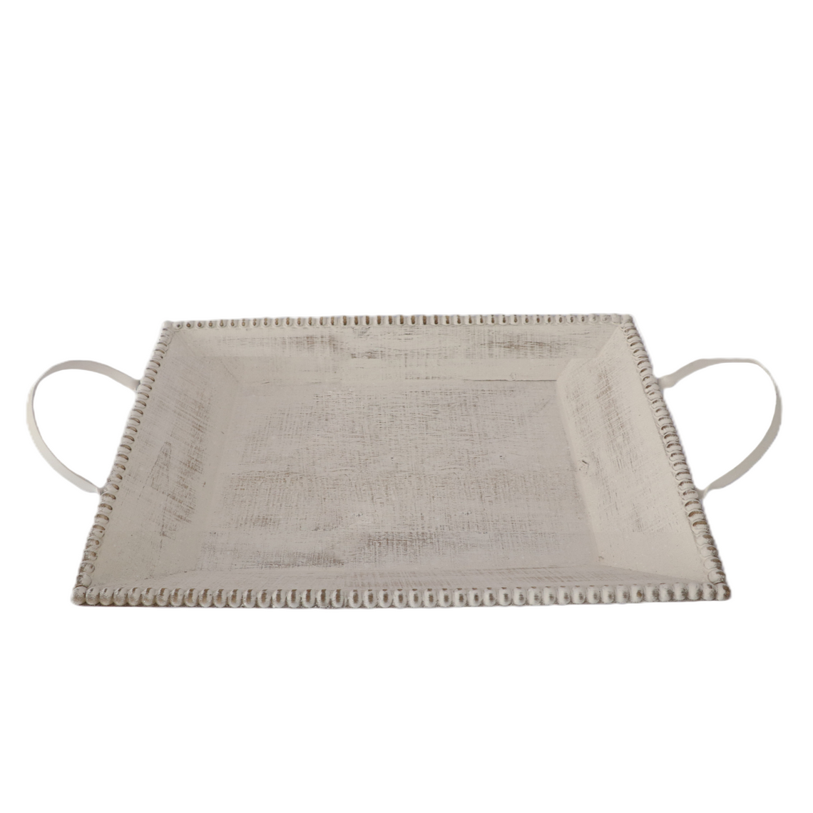 T112 Wood Tray w/Handles- White Wash 20" x 11.75" x 4.5"