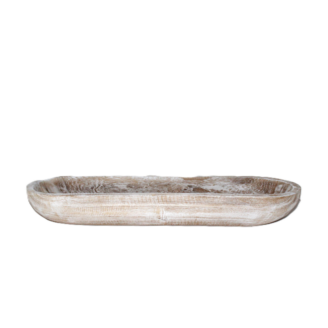 N176 Wood Bowl - Antique White 24" x 13.75" x 14.5"