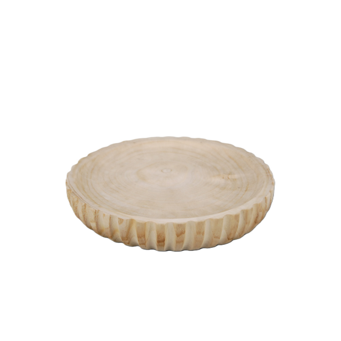 N164 Wood Ribbed Bowl - Natural 17" x 13.75" x 13.75"