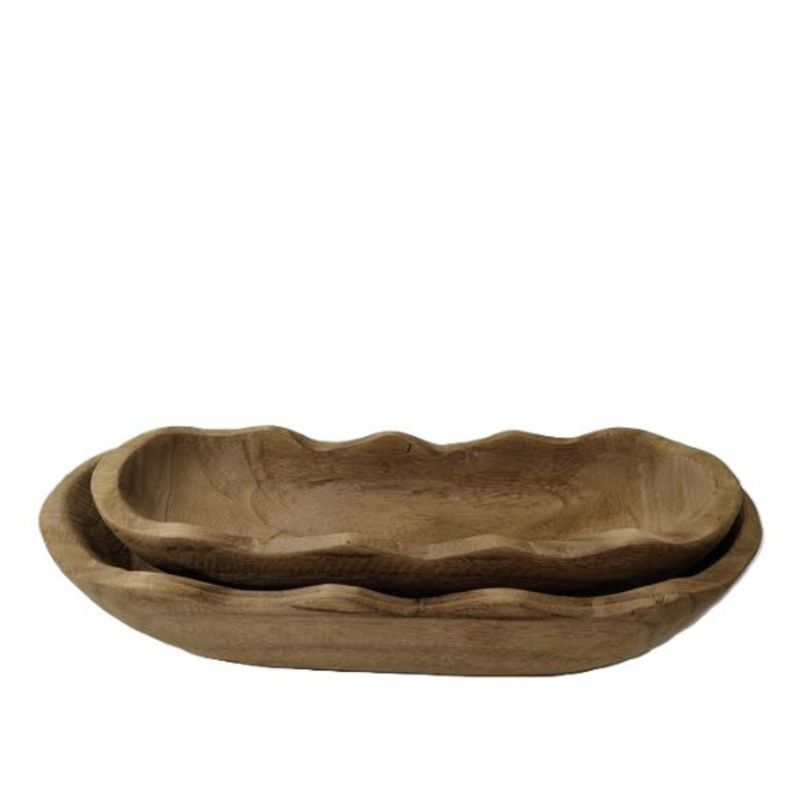 N122 Wood Dough Bowl (Set of 2) 12.5" x 4" x 1.5" & 14.5" x 5.5" x 2"