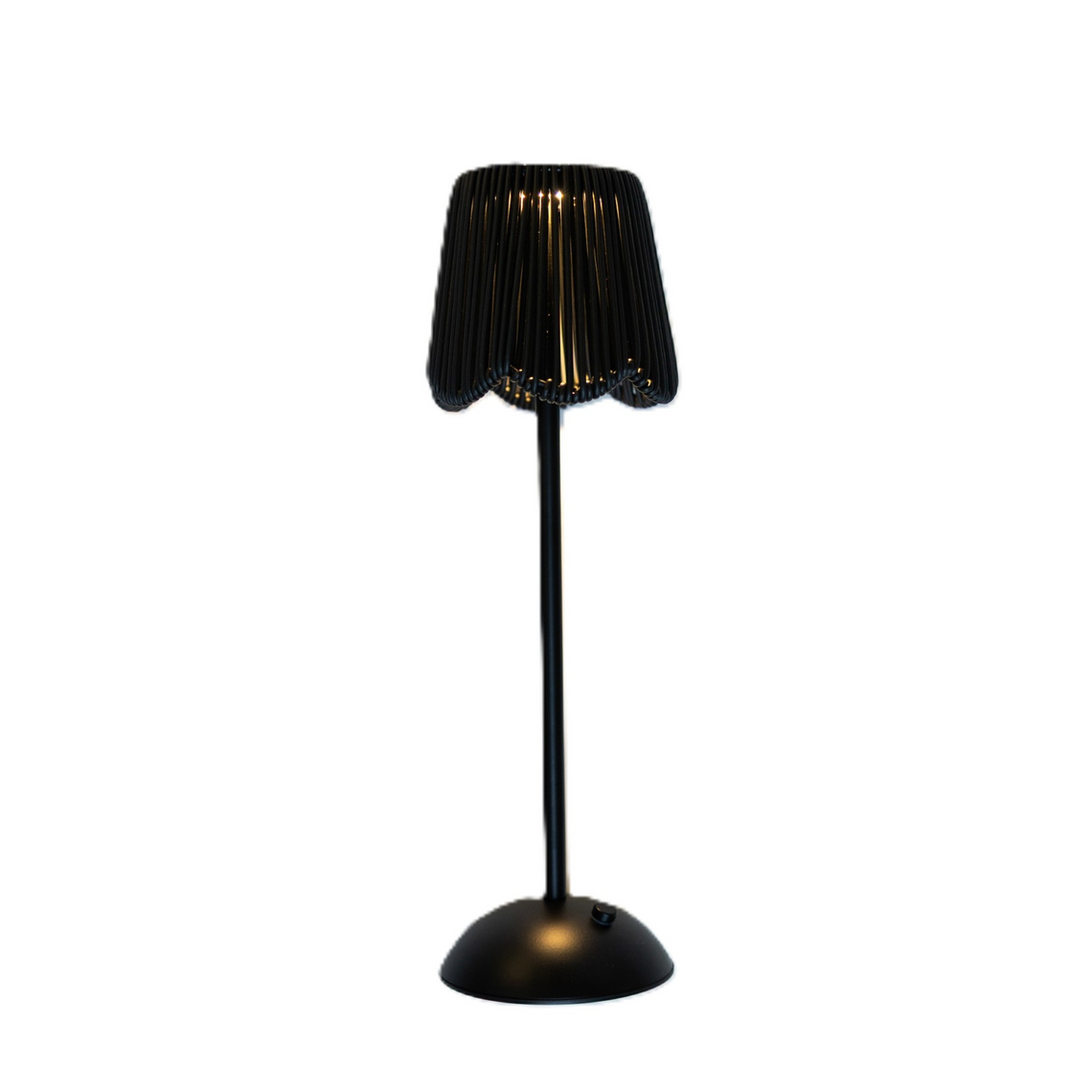 LED104 LED USB Lamp - Scalloped Rattan Shade - Black 4.5" x 14.5"
