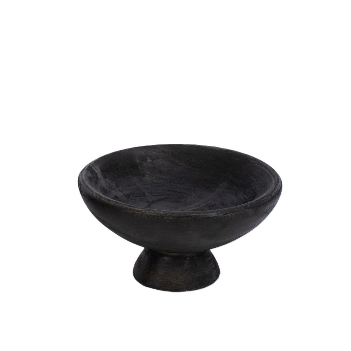 N135 Wood Pedestal Bowl - Black 7.75" x 7.75" x 4.25"