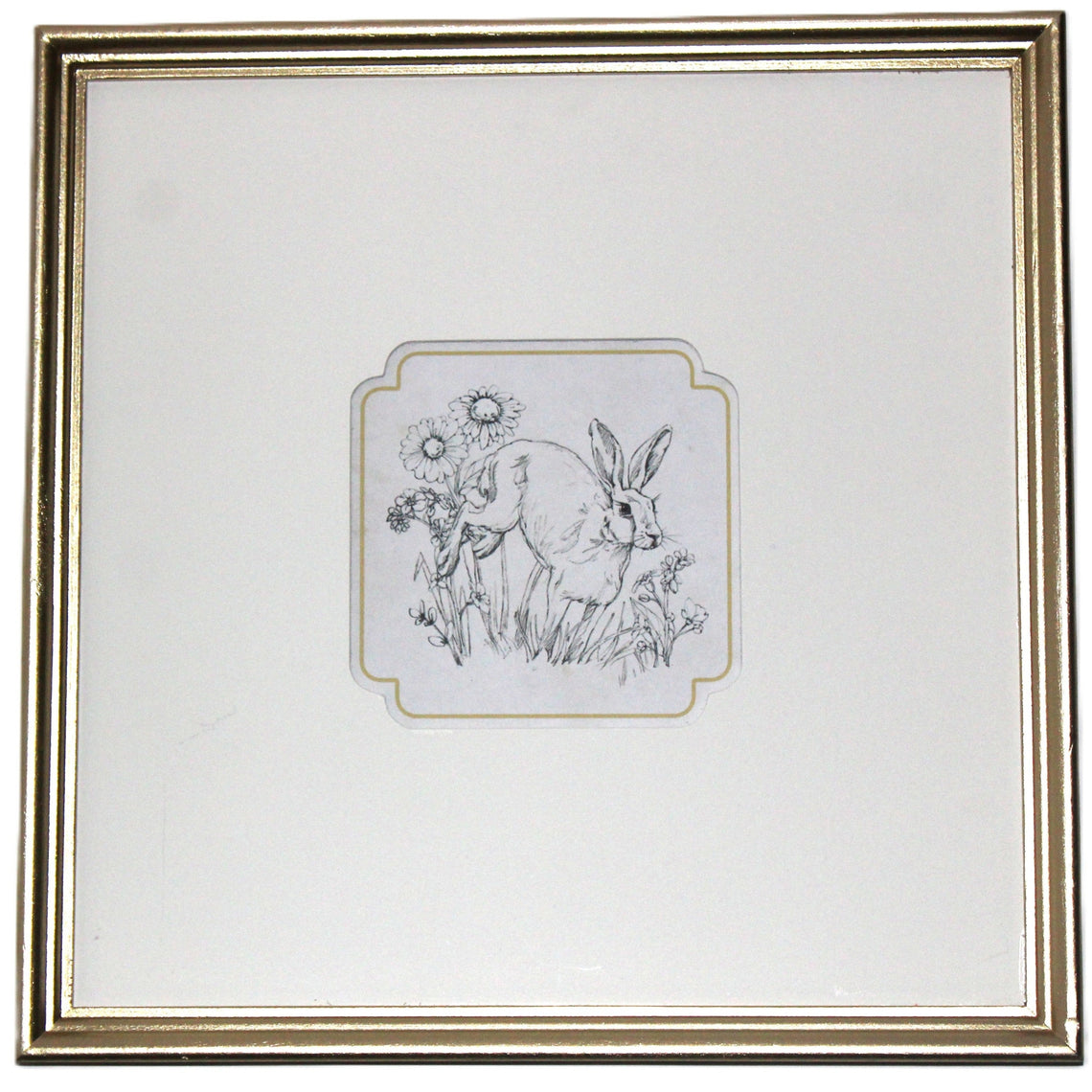 WA116 Rabbit Sketch w/Butterfly- Wall Art 12" x 1" x 12"