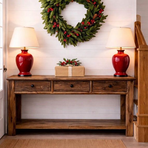 WR103 Real Touch Fir Pine w/Red Berry Wreath 32" PK1