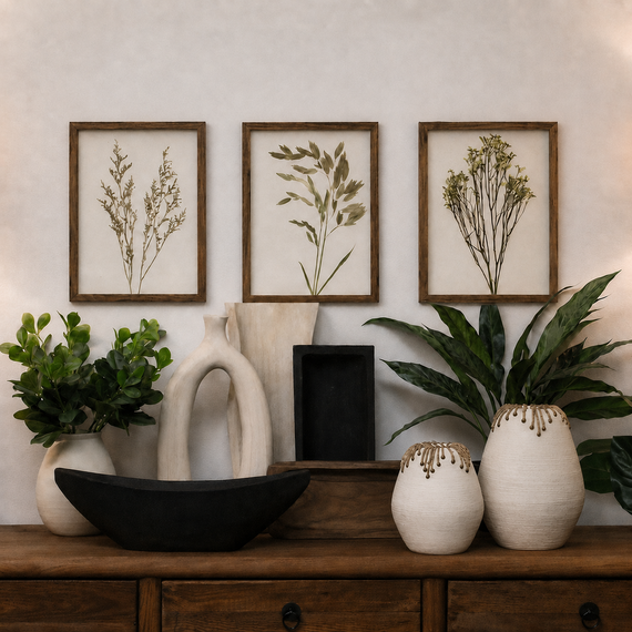 WA100 Botanical Wall Art - Pressed Grass 11.25" x 1" x 15.25" PK 2