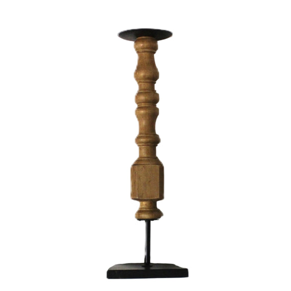 CH100 Wood/Metal Candleholder 5.5" x 4.25" x 16.75"