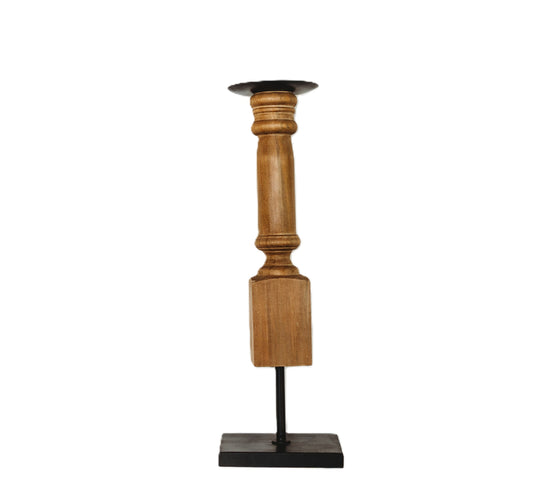 CH102 Wood/Metal Candleholder 5" x 4" x 15.25"