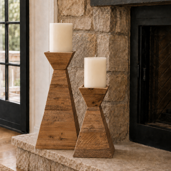 CH116 Recycled Pine Wood Candleholder 12" x 12" x 16" PK 1