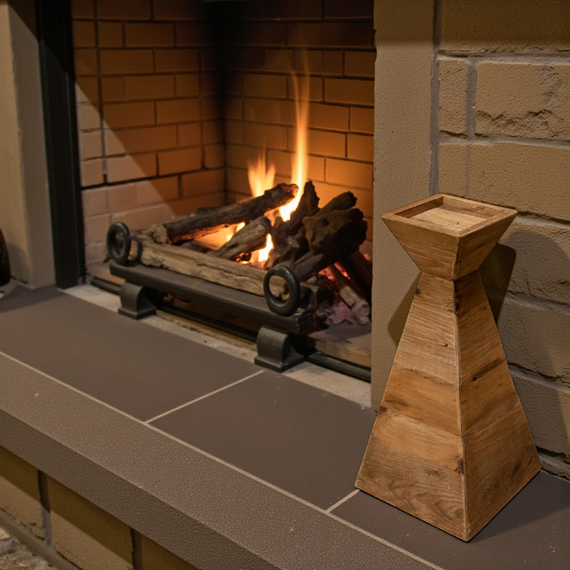 CH115 Recycled Pine Wood Candleholder 12" x 12" x 23.75" PK 1