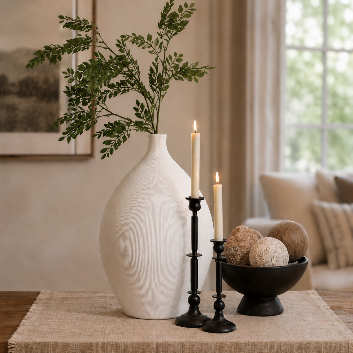 CM122 Textured Oval Ceramic Vase 10.5" x 10.5" x 16.5" PK 2