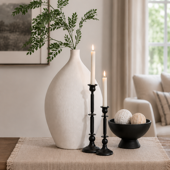 CH117 Metal Candleholders 3.5" x 3.5" x 8.25" & 3.5" x 3.5" x 11.5" Set of 2 PK 4