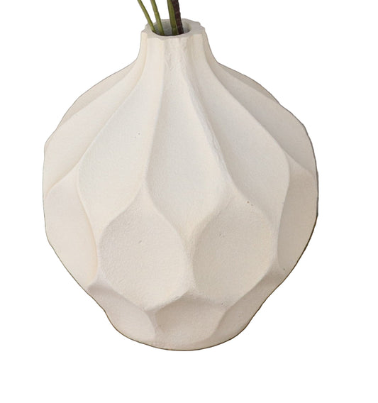 Ceramic Geometric Vase - White