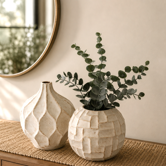 CM108 Ceramic Vase 8.25" x 8.25" x 7.25"  PK 2