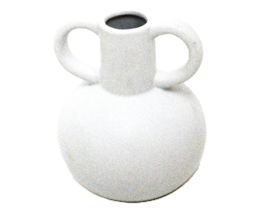 Ceramic Vase w/Handles - White