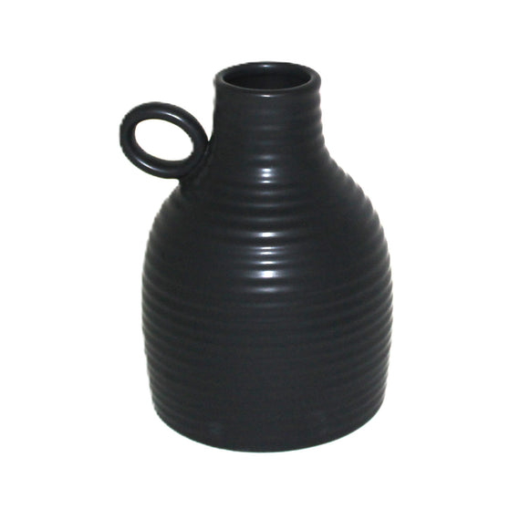 Ceramic Vase w/Handle - Black