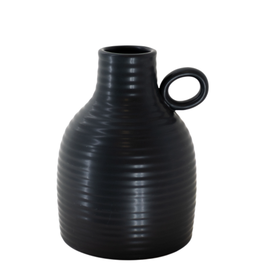 CM110 Ceramic Vase w/Handle - Black 24.5" x 18.25" x 16.75" PK 2