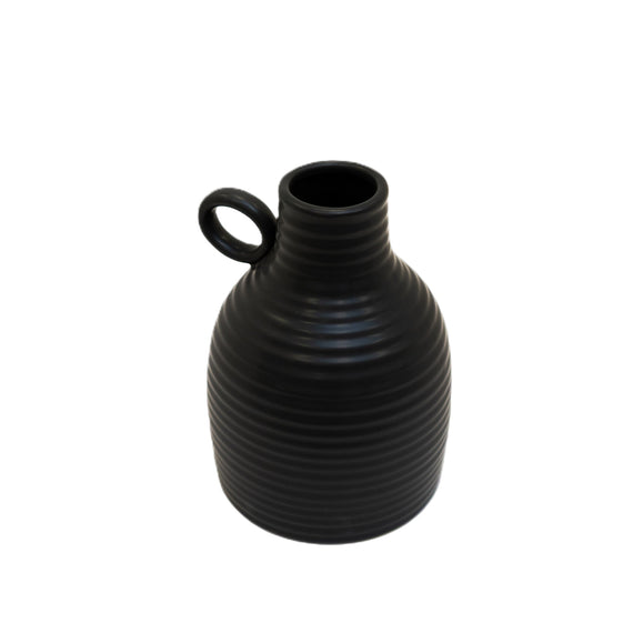 CM110 Ceramic Vase w/Handle - Black 24.5" x 18.25" x 16.75"