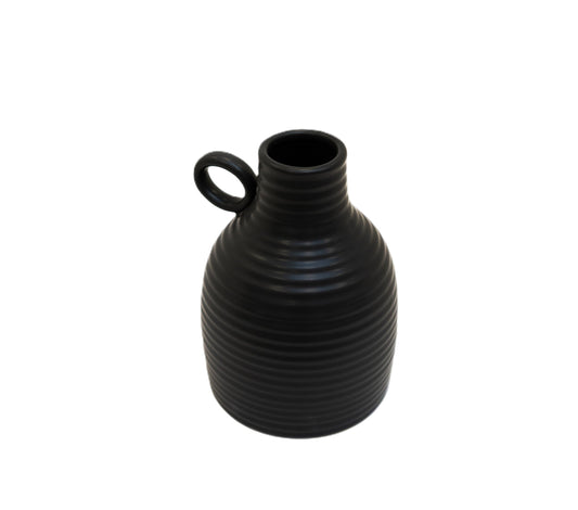 CM110 Ceramic Vase w/Handle - Black 24.5" x 18.25" x 16.75"