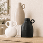 CM110 Ceramic Vase w/Handle - Black 6" x 6" x 8.5" PK 2