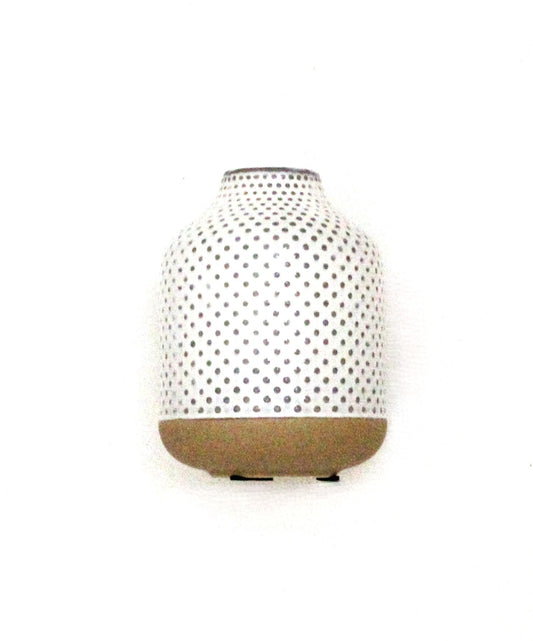 Ceramic Dotted Vase - White/Natural