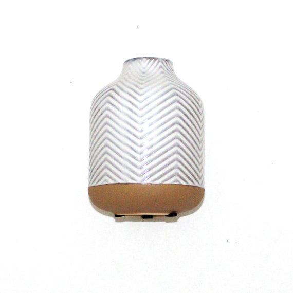 Ceramic Chevron Vase - White/Natural