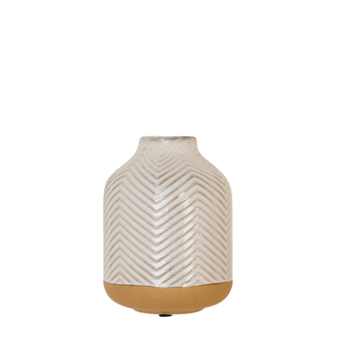 CM113 Ceramic Chevron Vase - White/Natural 4" x 3.5" x 5" PK 4
