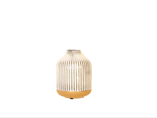 CM114 Ceramic Ribbed Vase - White/Natural 17" x 12.5" x 16.25"