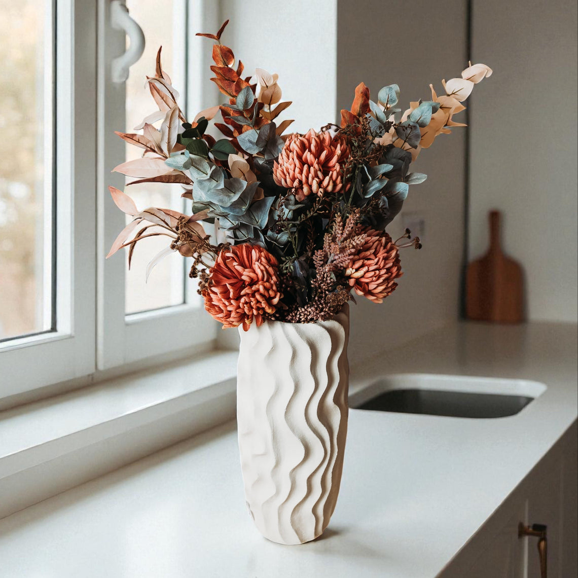 CM124 Tall Textured Vase 7.5" x 7.5" x 20" PK 2