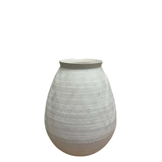 CM128 Textured Ceramic Vase 8.5" x 8.5" x 10.5" PK 2